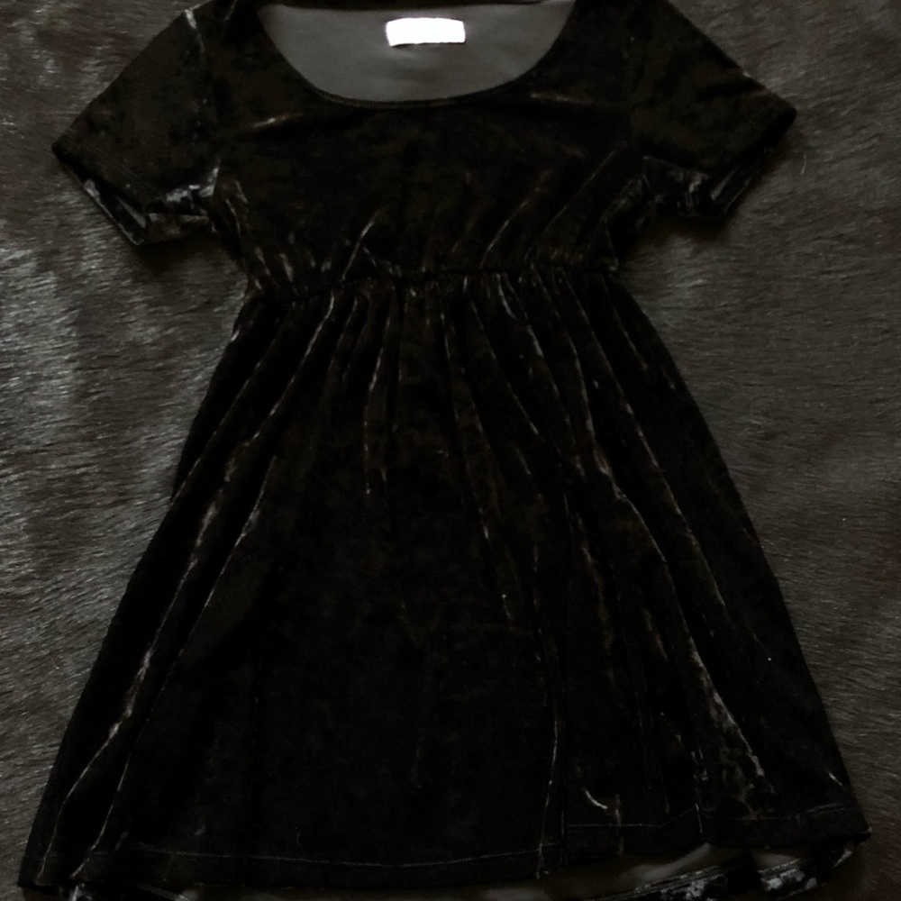 American Apparel Black Velvet Babydoll Dress